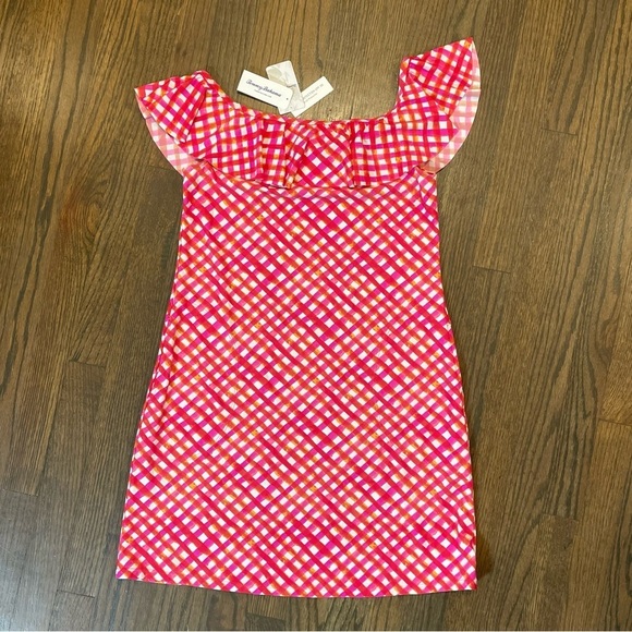 NWT Tommy Bahama HARBOUR ISLAND OFF THE SHOULDER RUFFLE SPA DRESS PARADISE CORAL - Picture 4 of 9